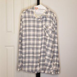 Men's Sonoma White Blue Plaid Pattern Long Sleeve Flannel XL